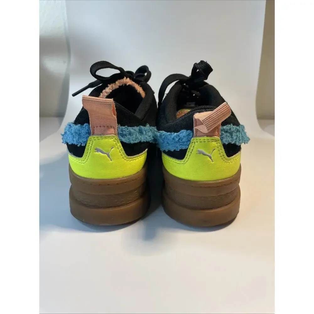 PUMA Mayze Cuddle Black Blue Glow Gum Platform Women's Size 8 Suede 385519-01